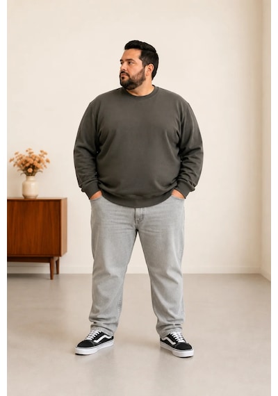 Sngl Tekstil Erkek Büyük Beden Oversize 3 İplik Uzun Kollu Sweatshirt 3xl-4xl-5xl-6xl-7xl-8xl-9xl Yeşil