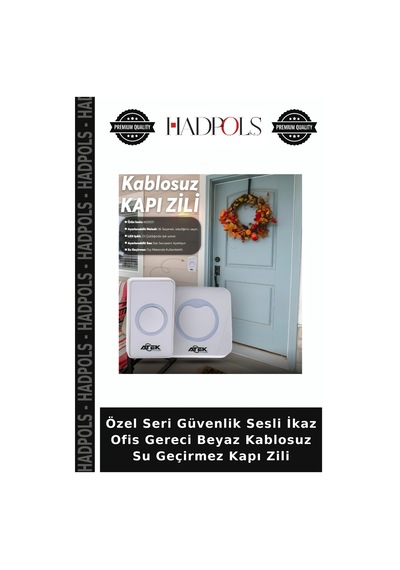 Özel Seri Güvenlik Sesli İkaz Ofis Gereci Beyaz Kablosuz Su Geçirmez Kapı Zili