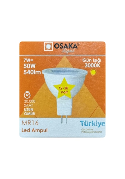 Tr 12v 7w 50w Sarı 3000k Gu5.3 Led Spot Ampul, 6 Adet Genel