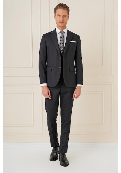 Efor Slim Fit Esnek Yelekli Klasik Siyah Takım Elbise Tk 897 Siyah
