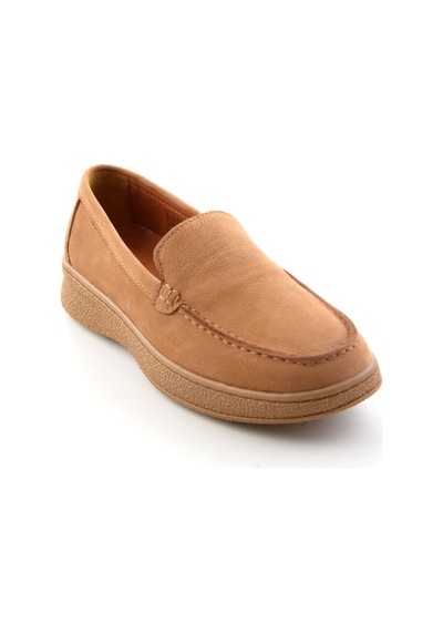 Taba Nubuk Hakiki Deri Kadın Loafer Ayakkabı K01007979401