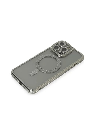 Newface Apple iPhone Uyumlu 15 Pro Kılıf Joke Simli Magneticsafe Kılıf - Gri Diğer