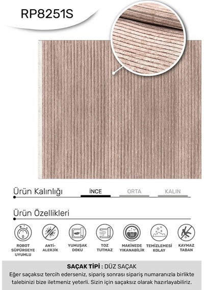 Ayla-vizon- Özel Ölçü-oturma Odası, Koridor Halısı-kaymaz Taban-robot Süpürgeye Uyumlu-kolay Temizlenebilir