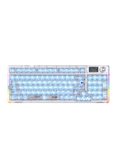 Aula F98 Pro V3 Oled Ekranlı Crystal Switch Makrolu Kablosuz Rgb Hot-swap Gasket Pre-lubed Switch Mekanik Klavye Şeffaf