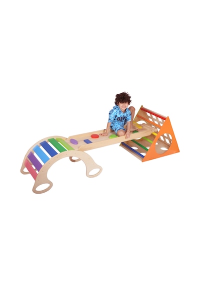 Woodnjoy Tırmanma Rampası + Kaydırak Çok Renkli