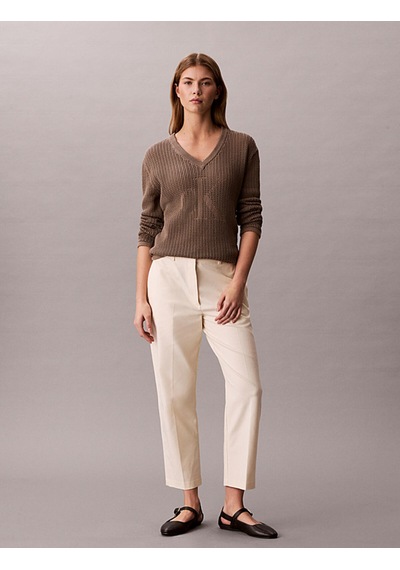 Calvin Klein Straıght Leg Stretch, F7j, 4 Kadın Krem Chino Pantolon