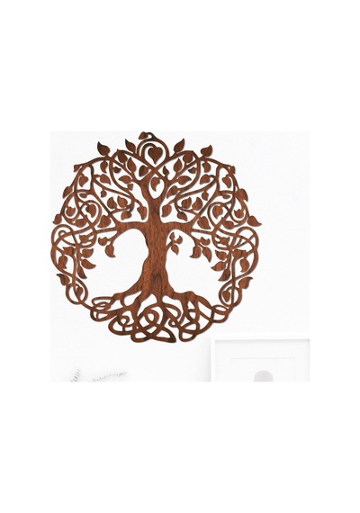 Tr Hayat Ağacı Ceviz Doğal Ahşap Kaplama Duvar Dekoru, Tree Of Life Duvar Tablosu, Zen Ve Yoga Odası İçin Ahşap D Diğer
