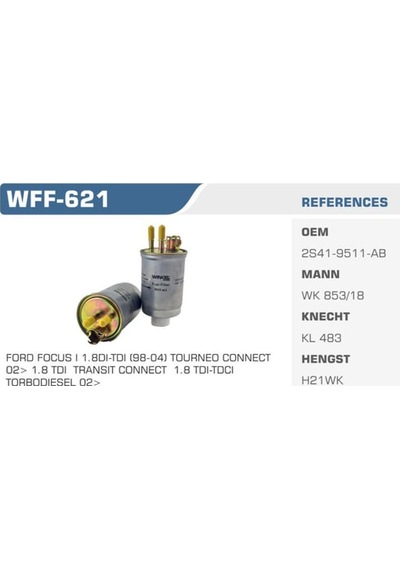 WINKEL WFF-621 Mazot Filtresi Fiesta IV Focus Transit Connect 1.8Dı 1.8 TDCI 75Bg