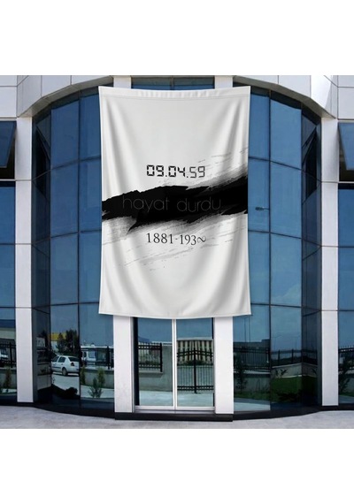 10 Kasım Atatürkü Anma Sonsuz Saat Temalı Anma Bayrağı Poster Bayrak Raşel Kumal 4x6 Metre Ata49 Diğer
