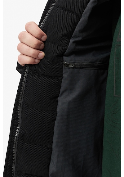 Lacoste Down Fill Mens Jacket Sabit Kapüşonlu Kaz Tüyü Erkek Fitilli Mont Siyah