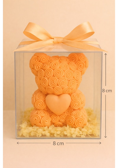 20'li Ayıcık Şeklinde Kokulu Mum Söz Nişan Baby Shower Hediyeliği Turuncu