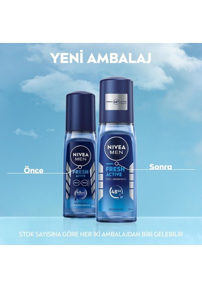 Nıvea Men Erkek Pump Sprey Deodorant Fresh Active 75ml, Ter Ve Ter Kokusuna Karşı 48 Saat Koruma