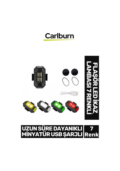 Uzun Süre Dayanıklı Minyatür Usb Şarjlı Bisiklet Motorsiklet Drone Flaşör Led İkaz Lambası 7 Renkli Çok Renkli