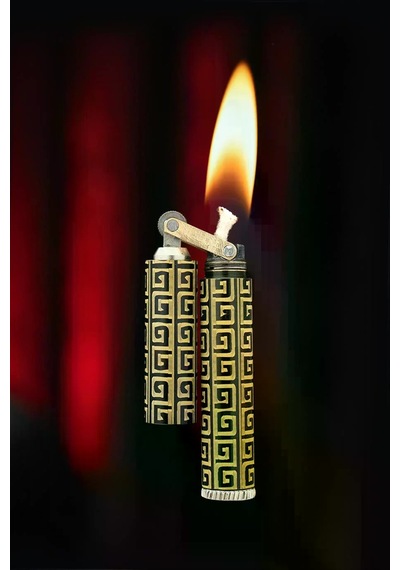 Caka Lighter Labirent Desen Gold Benzinli Çakmak - Ckl-007