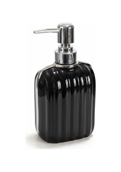 Porselen Çizgili Sıvı Sabunluk 350ml Siyah 48439