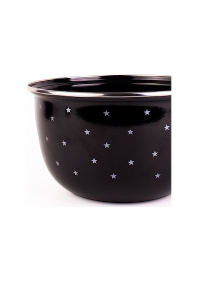 Star Emaye Yıldız Desenli Karıştırma Kabı 24cm - 4lt Ocakta-fırında Kullanılabilir Siyah - Gümüş