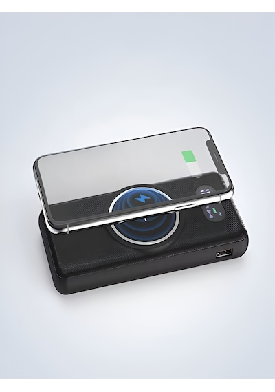 10000mah Pd 22.5w Kablosuz & Kablolu Powerbank Wireless 15w, Usb, Micro & Type-c, Apple Uyumlu iPhone  Siyah - Siyah