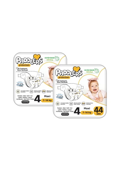 Protection Bebek Bezi 4 Numara Maxi 7-14 Kg 88 Adet 2 Li Jumbo Set, Maksimum Koruma