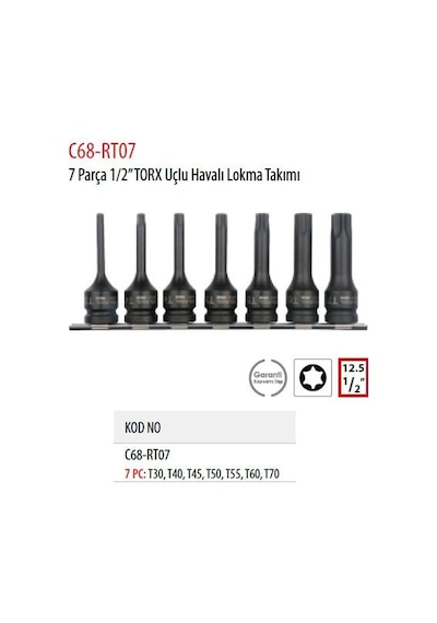 Ceta Form C68-rt07 7 Parça 1/2’’ Torx Uçlu Havalı Lokma Takımı