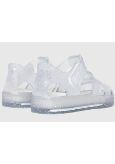 Igor S10265 Star Glitter 3004 Çocuk Simli Beyaz Sandalet 20 -27 Beyaz