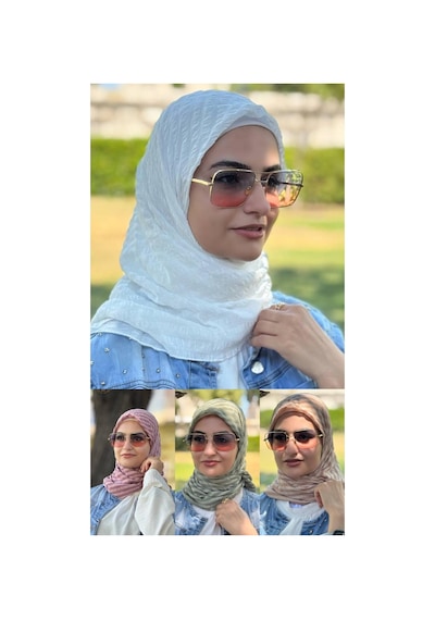 Aldaıyr 4 Adet - Jakarlı Caz Eşarp 120 X120 Pamuk Çok Renklig05-5