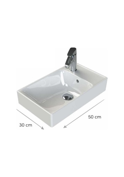 Turkuaz Seramik Cerastyle Sharp Etajerli Lavabo 50 x 30 CM