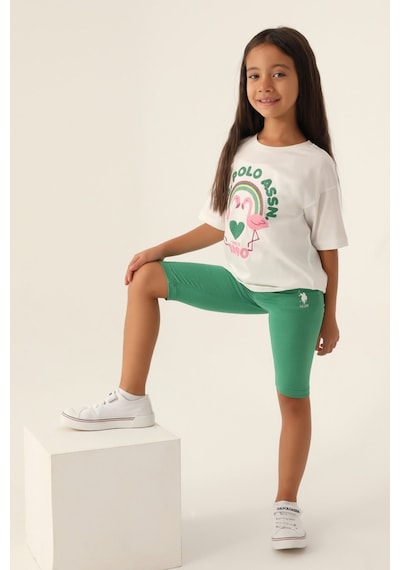 U.S. Polo Assn. U.s. Polo Assn Lisanslı Rainbow Krem Kız Çocuk Bermuda Takım 5274-43171 Krem