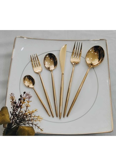 Fırat Gold Titanyum Çatal  Kaşık Seti 36 Parça Gold