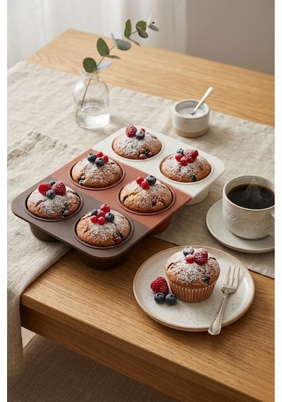 6'lı Derin Silikon Muffin Ve Cupcake Kalıbı Çok Renkli