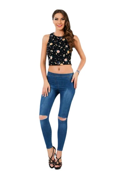 Besttrend Kadın Denim Likralı Yırtık Pantolon Tayt (142)