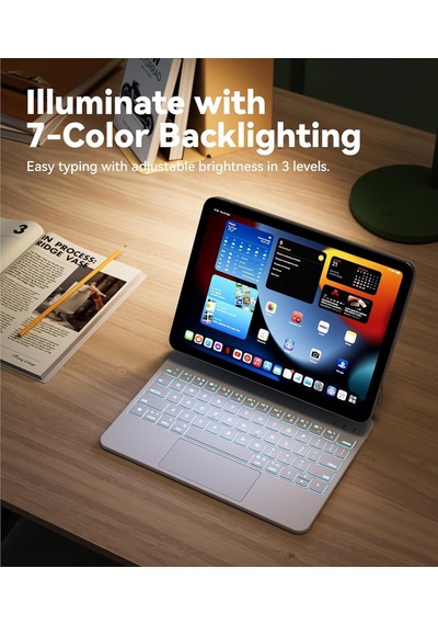 Apple iPad Uyumlu  A16 2025/Apple iPad Uyumlu  10.nesil 2022 İle Uyumlu Magic Uyumlu Touchpad Işıklı Klavyeli Kılıf
