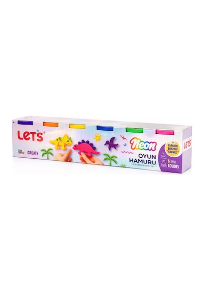 Lets 6 Renk Neon Oyun Hamuru 660 G Çok Renkli