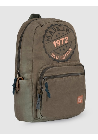 Cabani Haki Baskılı Keten Unisex Sırt Çantası