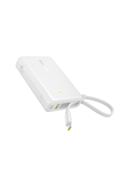 Baseus Picogo 10000mah 45w Dahili Kablolu Dijital Ekranlı Powerbank Beyaz