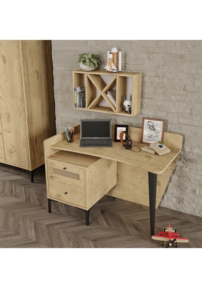 Trio Wood Ders Çalışma Masası %100mdf Lefkas Meşe
