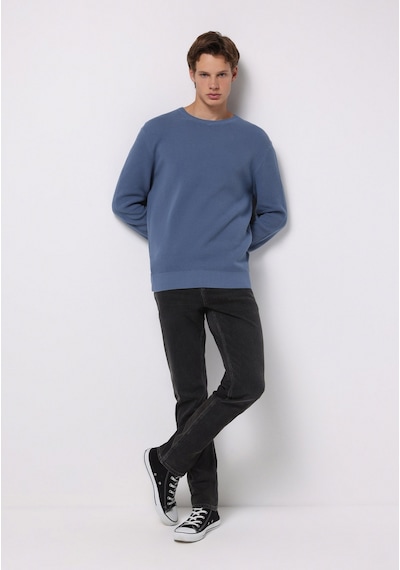 Colin's Colins Regular Fit Yuvarlak Yaka Jakarlı Erkek Mavi Kazak Cl1075647 Q1.v2 Ble Mavi