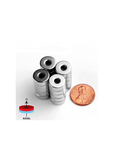 10 Adet 15X5X5 Delikli Halka Güçlü Neodyum Mıknatıs Magnet
