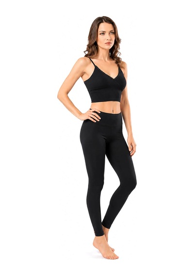 Kadın İp Askılı V Yaka Taşlı Kaşkorse Crop 6437 001