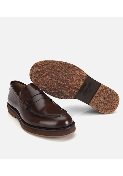 Hotiç Erkek Açma Deri Kahverengi Kalın Tabanlı Klasik Loafer