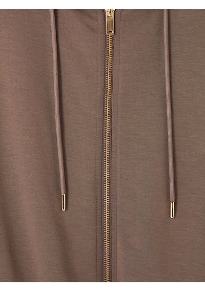 Lcw Everyday Kahverengi Soft Touch Oversize Kadın Fermuarlı Sweatshirt