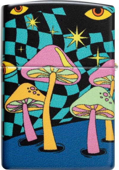 Zippo Glow In The Dark Matte Mushrooms Dizayn Çakmak Çok Renkli