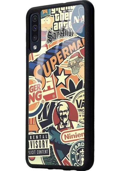 Samsung Uyumlu A5uyumlu Retro Marka Tasarımlı Glossy Telefon Kılıfı Siyah