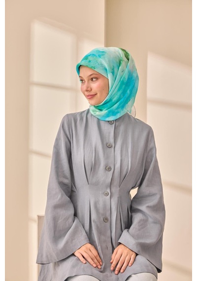 Silk Home Olinda İpek Eşarp 47004-14 Gümüş, Patina, Turkuaz, Yeşil