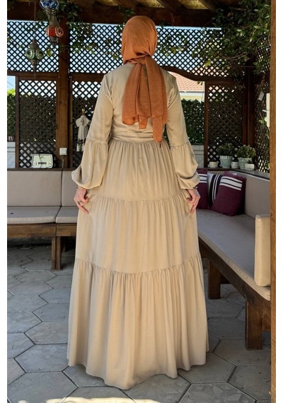 Rabia Şamlı Asil Elbise Bej Normal