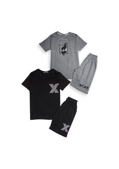 Minik Motion 2'li Set Kısa Kollu Tshirt Ve Şortlu Çocuk Minikmotion Alt Üst Takım Füme-siyah Minik Motion 2'li Set Kısa Kollu Tshirt Ve Şortlu Çocuk Minikmotion Alt Üst Takım Füme-siyah