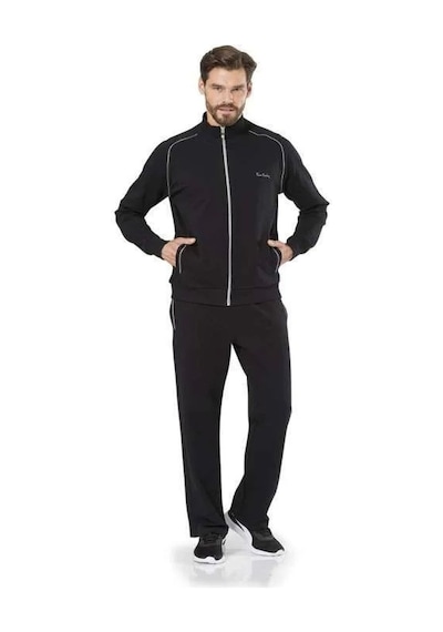 Pierre Cardin 7055 Erkek Uzun Kollu Dik Yaka Eşofman Takımı-siyah Siyah