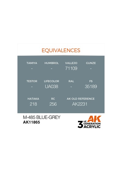Ak Interactive 11865, 17 Ml. 3gen M-485 Blue-grey Aircraft Maket Boyası Standart