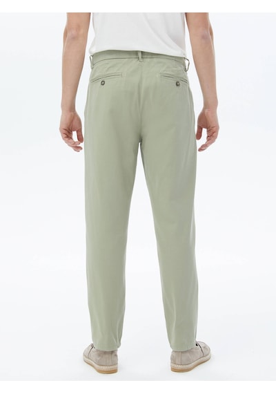 Kip Haki Dokuma Smart Casual %100 Pamuk Pantolon Haki