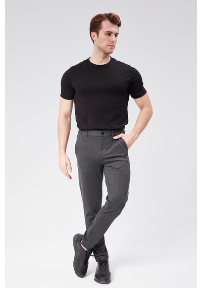 Erkek Beli Yarım Lastikli Arka Cep Fermuarlı Slim Fit Pantolon Antrasit Antrasit Erkek Beli Yarım Lastikli Arka Cep Fermuarlı Slim Fit Pantolon Antrasit Antrasit