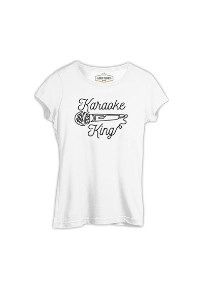 Microphone Karaoke King Beyaz Kadın Tshirt 001